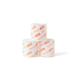 Three rolls of packing tape with two standing upright and  one on top. Convivence size rolls My Go 2 Tape
